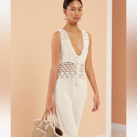 Magali Pascal Ingrid Crochet Jumpsuit in Off White. Size Small. NWOT - Picture 4 of 16